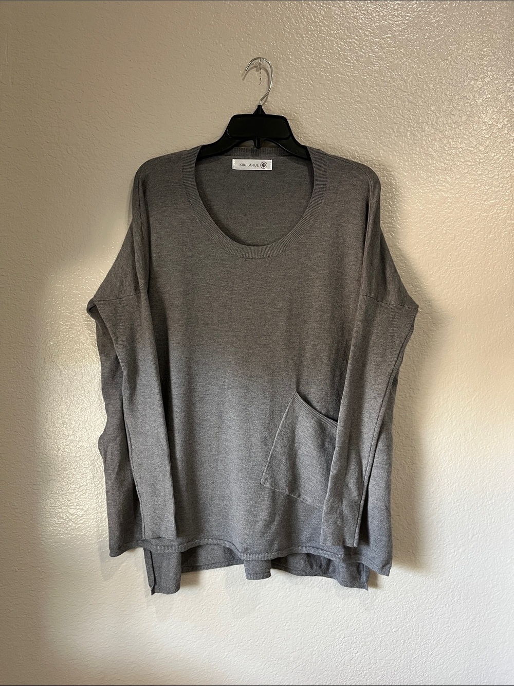 KIKI LARUE Soft Gray Knit Sweater Sz S/M Oversized comfy Casual Boho Chic